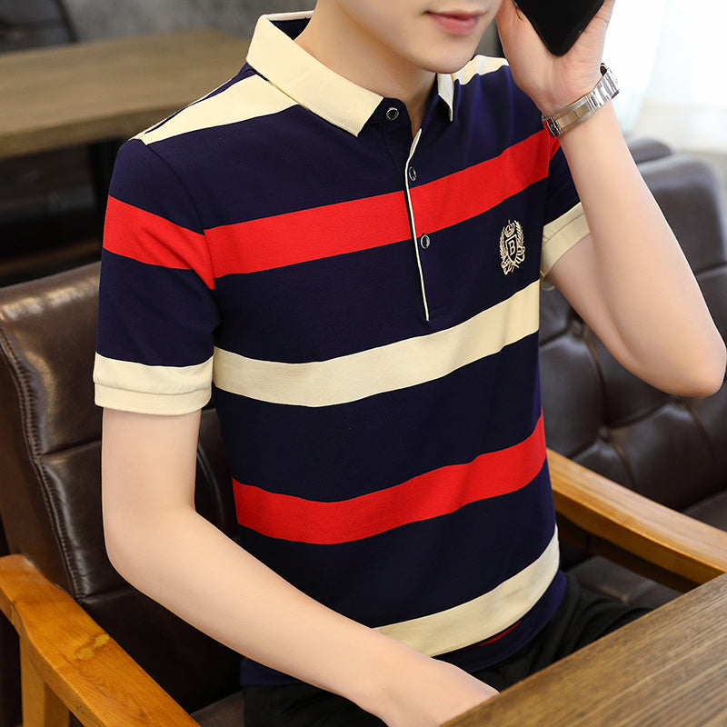 Men Colourblocked Polo Collar T-shirt