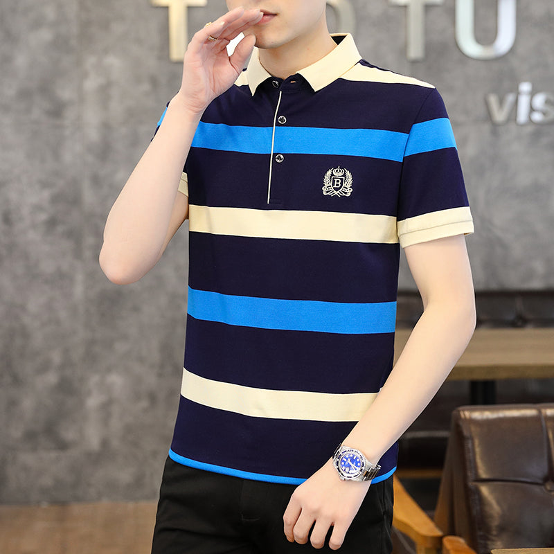 Men Colourblocked Polo Collar T-shirt