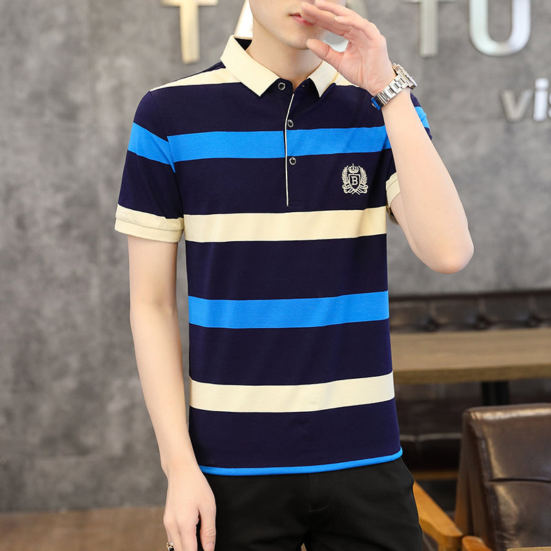 Men Colourblocked Polo Collar T-shirt