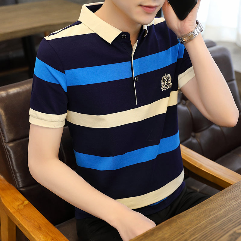Men Colourblocked Polo Collar T-shirt