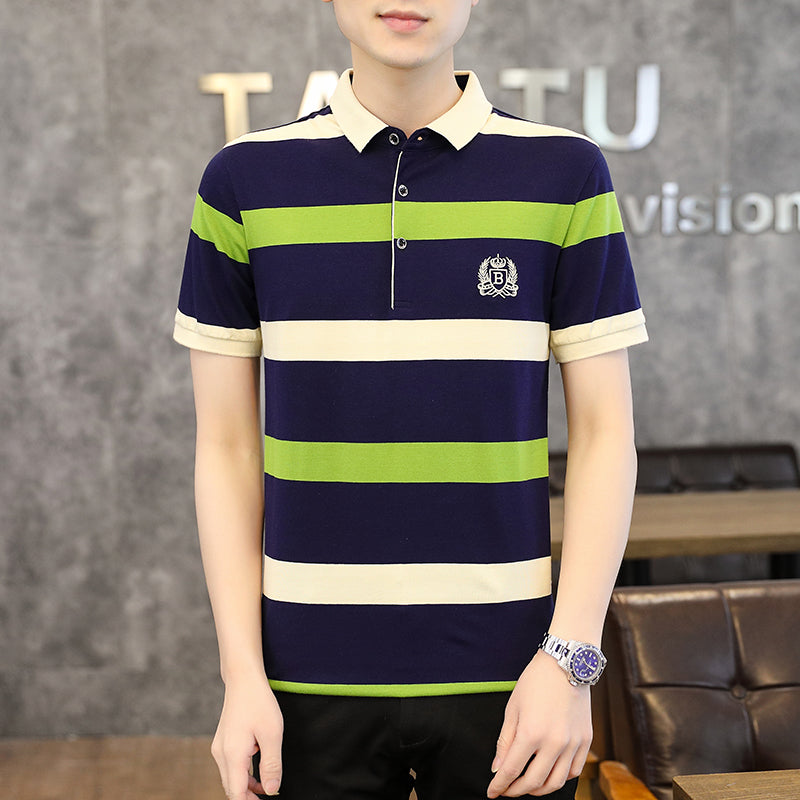 Men Colourblocked Polo Collar T-shirt
