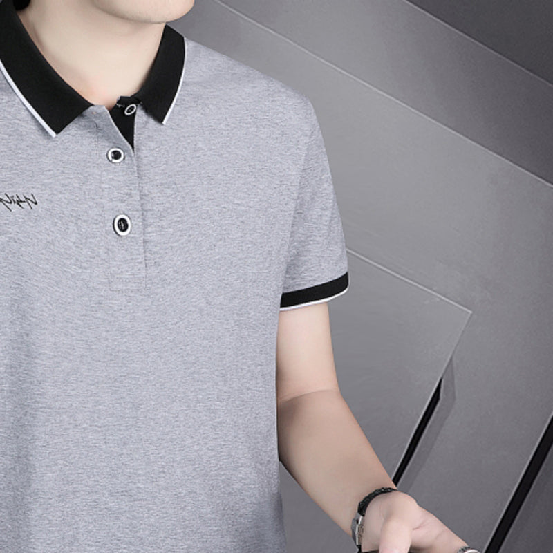 Men Self Design Polo Collar T-shirt