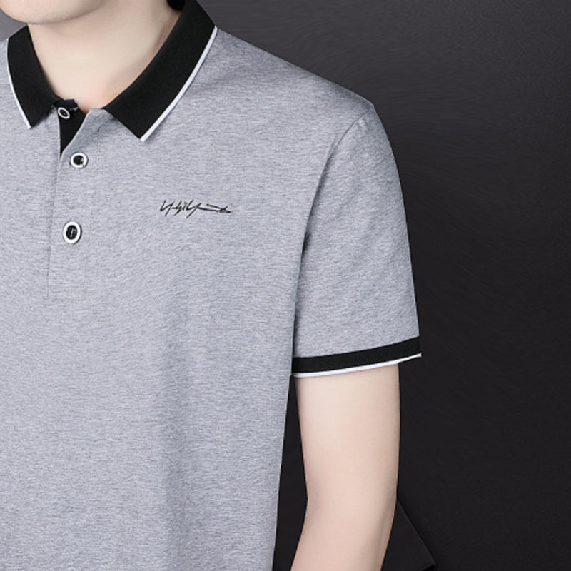 Men Self Design Polo Collar T-shirt