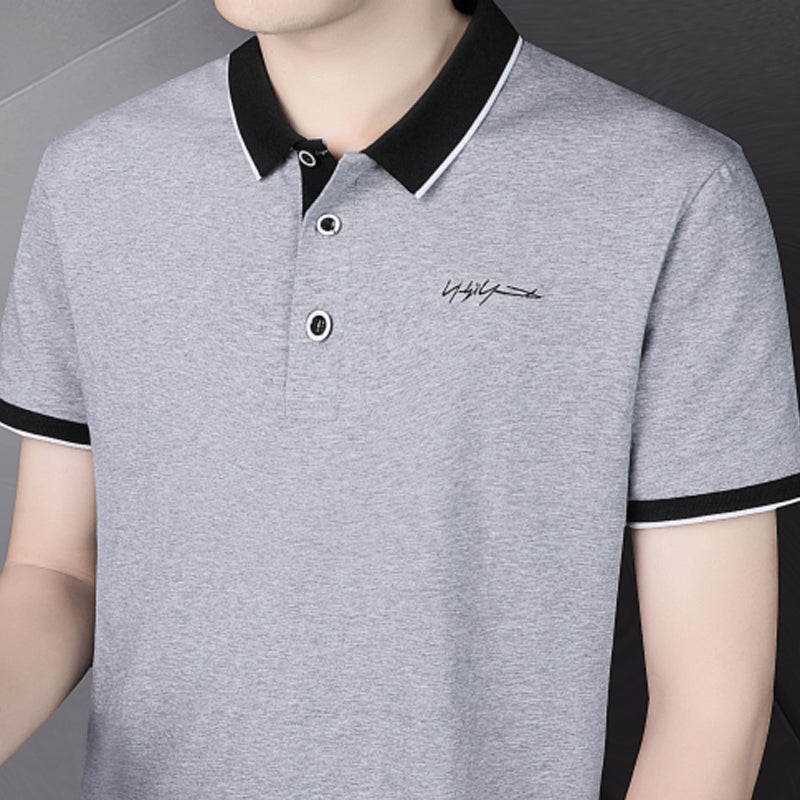 Men Self Design Polo Collar T-shirt