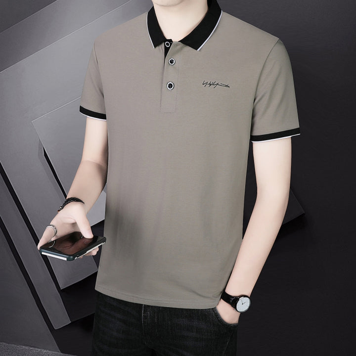 Polo Collar Short Sleeves Cotton T-Shirt