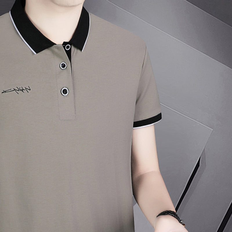 Polo Collar Short Sleeves Cotton T-Shirt