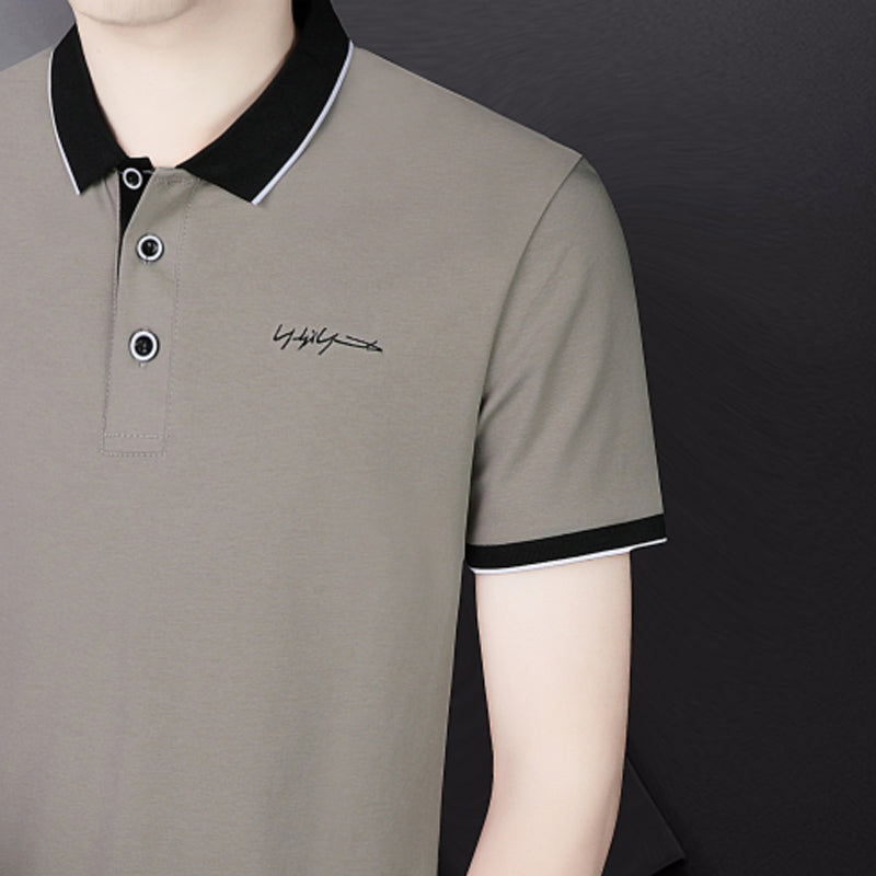 Polo Collar Short Sleeves Cotton T-Shirt