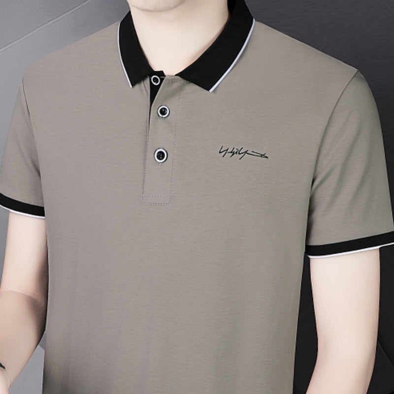 Polo Collar Short Sleeves Cotton T-Shirt