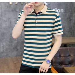 Striped Polo Collar T-Shirt