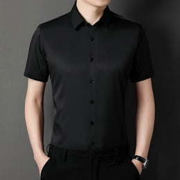 Men Slim Fit Solid Spread Collar Casual Shirt