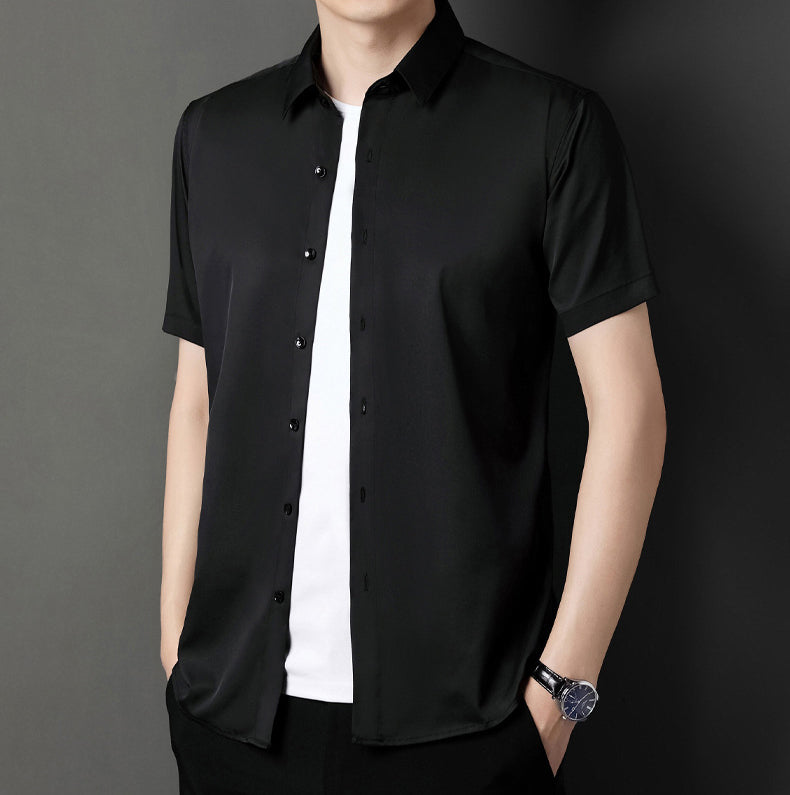 Men Slim Fit Solid Spread Collar Casual Shirt