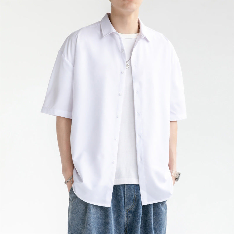Men Solid Spread Collar Casual Shirt