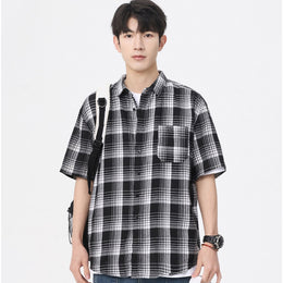Checked Cutaway Collar Shirt