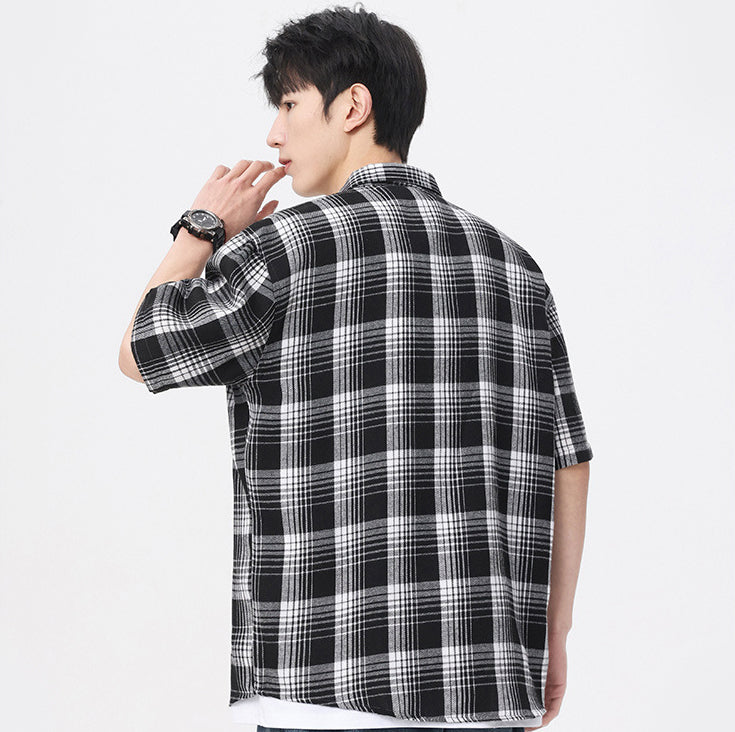 Checked Cutaway Collar Shirt