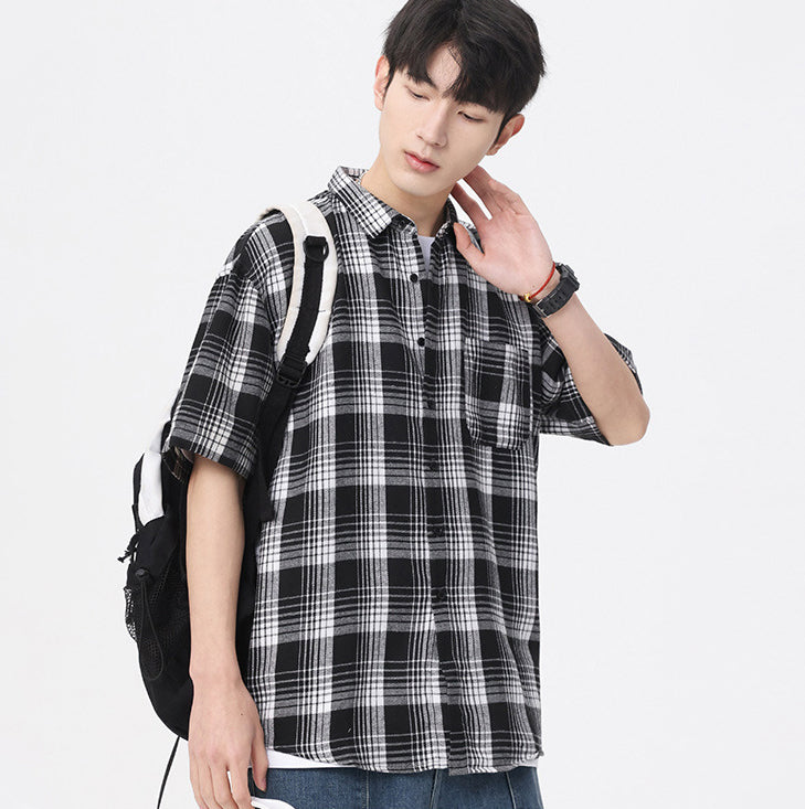 Checked Cutaway Collar Shirt