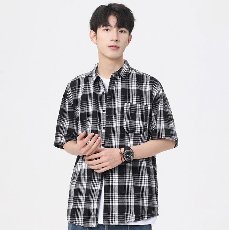 Checked Cutaway Collar Shirt