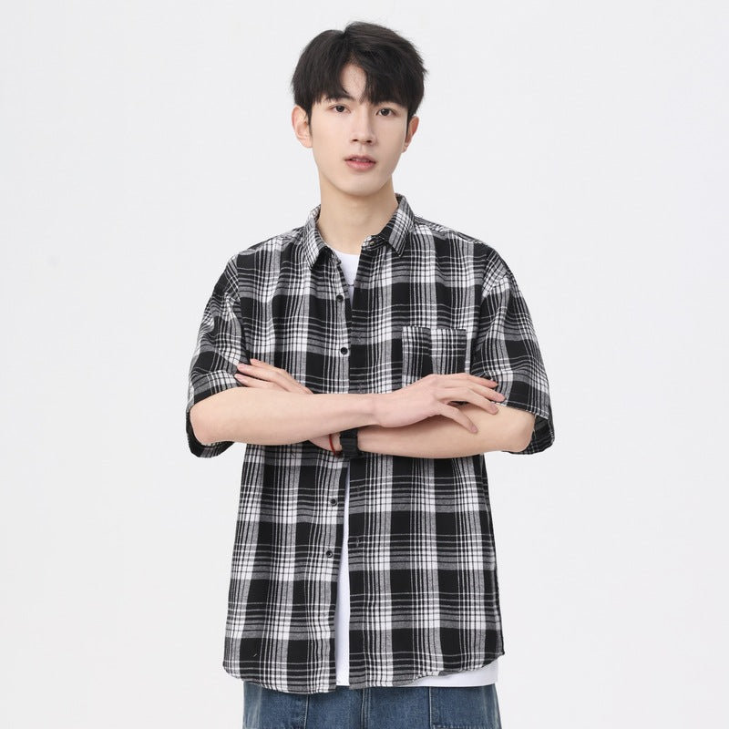 Checked Cutaway Collar Shirt