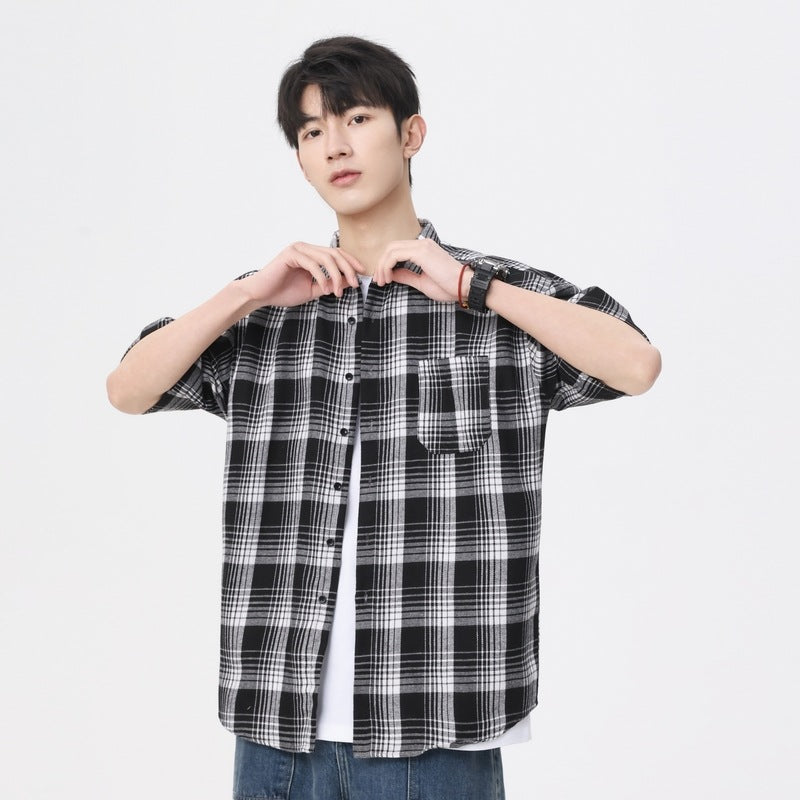 Checked Cutaway Collar Shirt