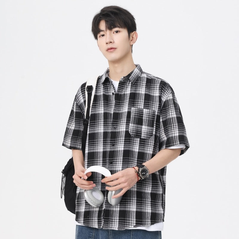Checked Cutaway Collar Shirt