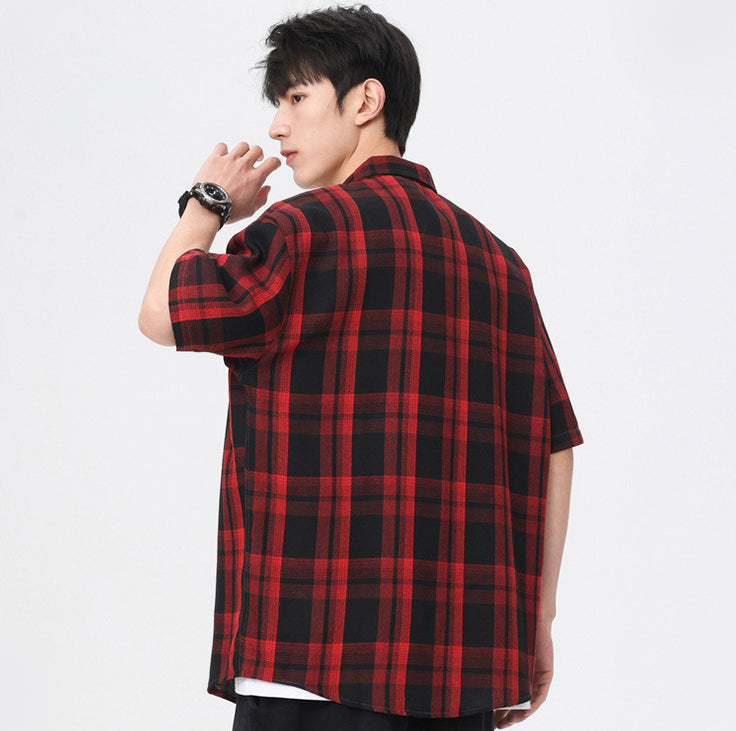 Checked Cutaway Collar Shirt