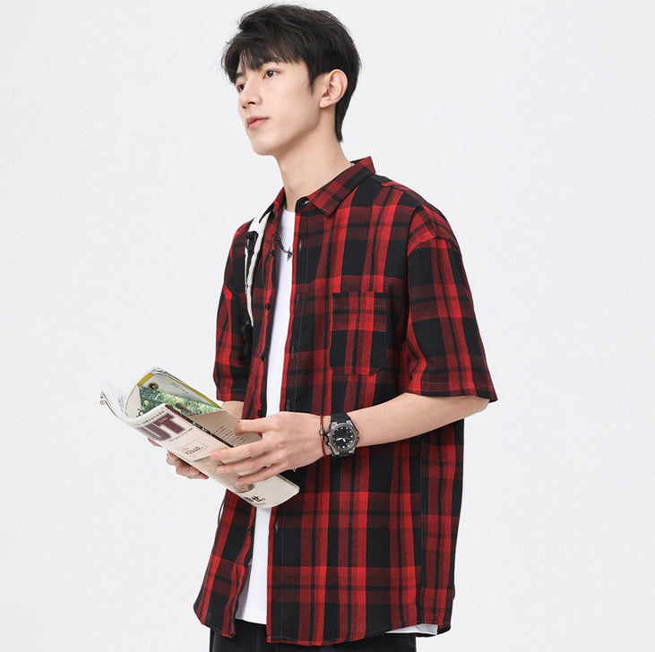 Checked Cutaway Collar Shirt