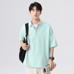 Men Textured Spread Collar Casual Shirt