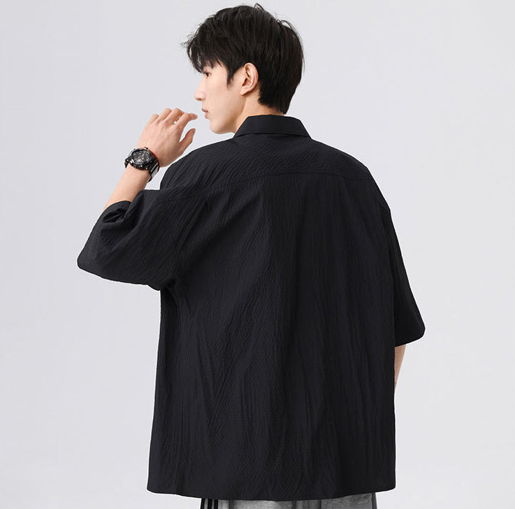 Cutaway Collar Short Sleeves Shirt