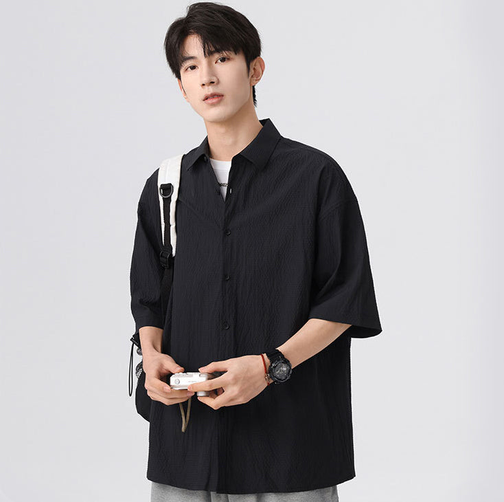 Cutaway Collar Short Sleeves Shirt