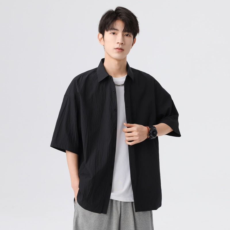 Cutaway Collar Short Sleeves Shirt