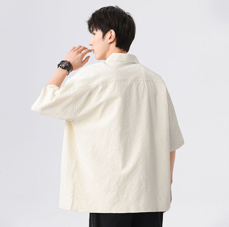 Textured Spread Collar Regular Fit Shirt
