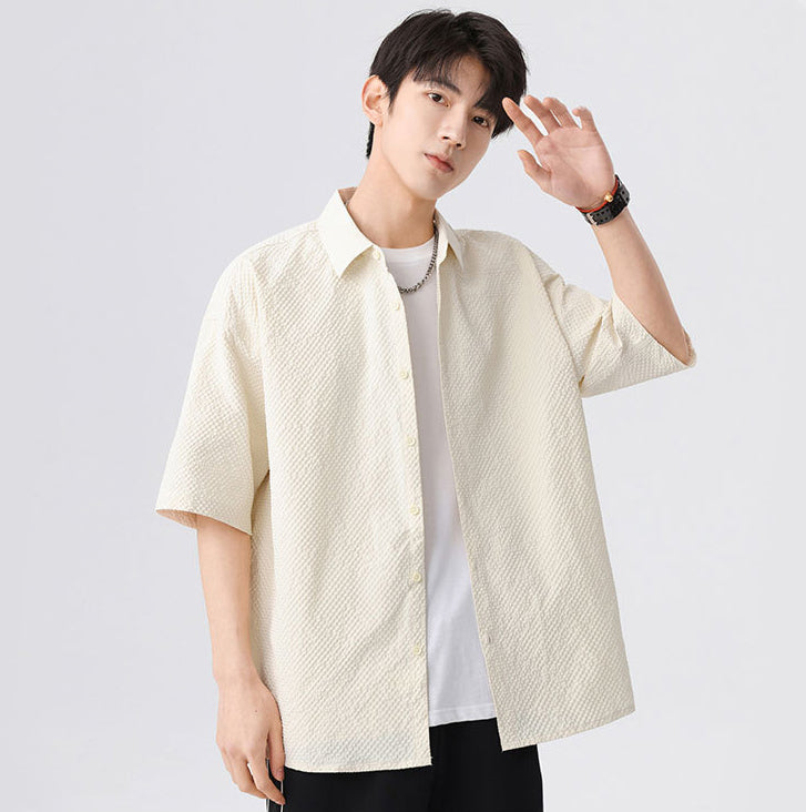 Textured Spread Collar Regular Fit Shirt