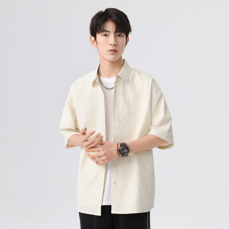 Textured Spread Collar Regular Fit Shirt