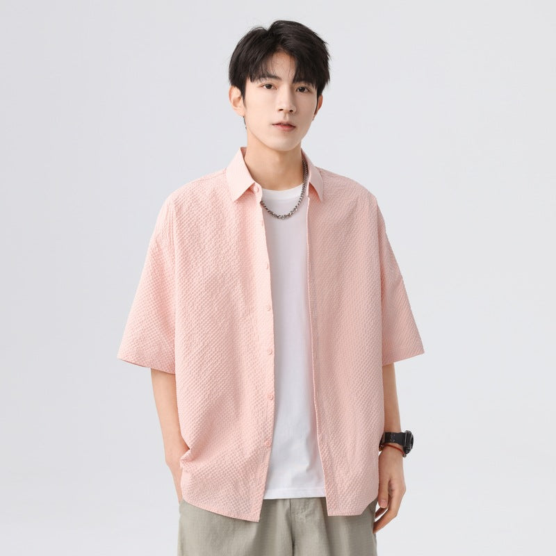 Textured Spread Collar Regular Fit Shirt