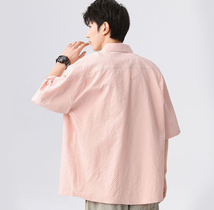 Textured Spread Collar Regular Fit Shirt