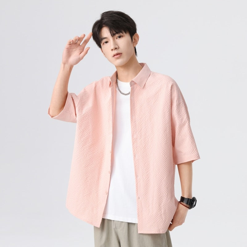 Textured Spread Collar Regular Fit Shirt