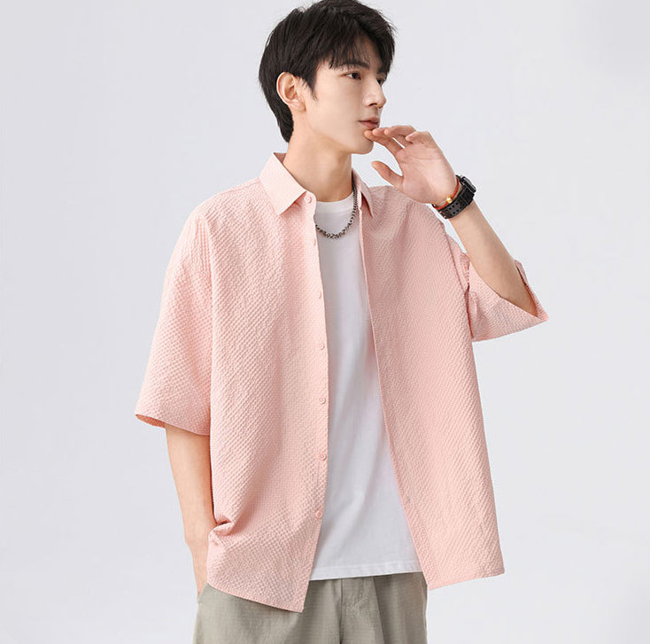 Textured Spread Collar Regular Fit Shirt