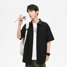 Cutaway Collar Short Sleeves Shirt