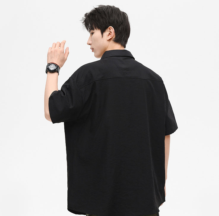Cutaway Collar Short Sleeves Shirt