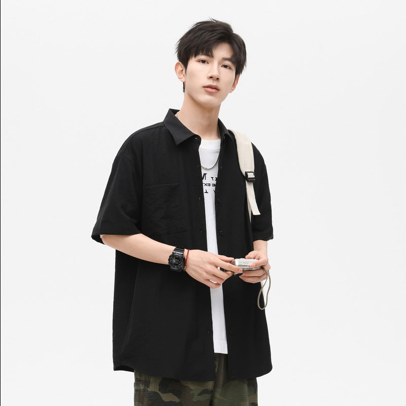 Cutaway Collar Short Sleeves Shirt