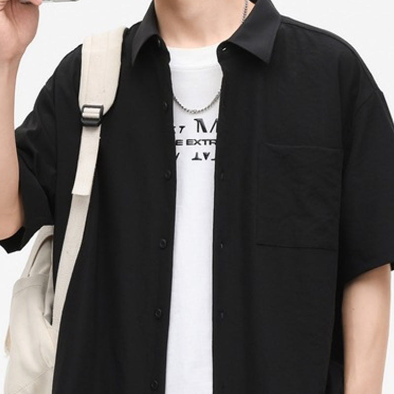 Cutaway Collar Short Sleeves Shirt