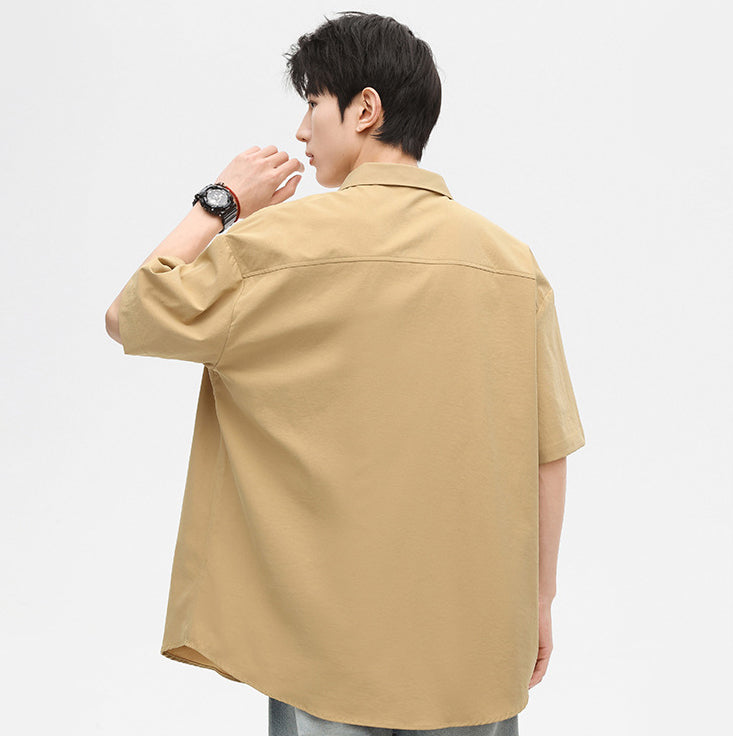 Men Solid Spread Collar Casual Shirt