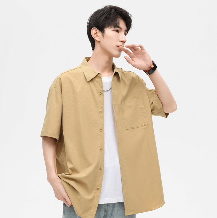 Men Solid Spread Collar Casual Shirt