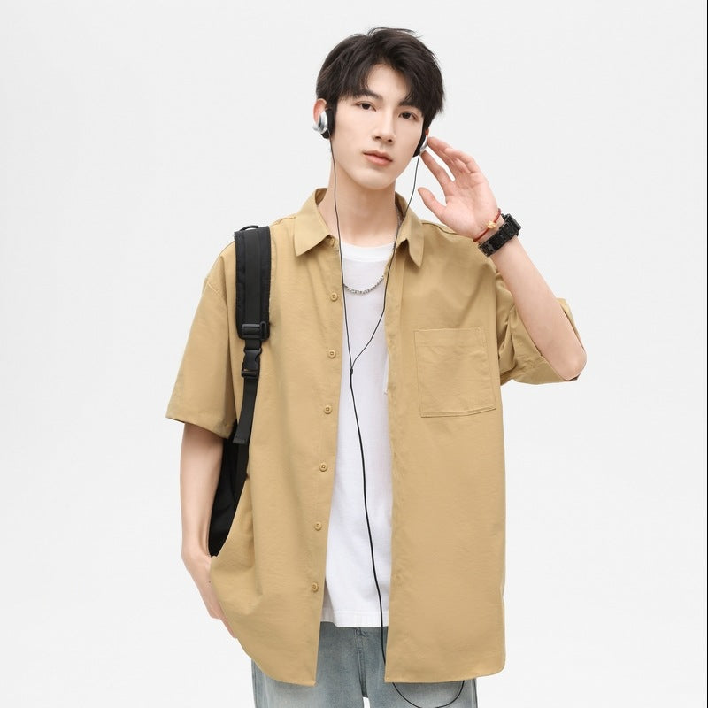 Men Solid Spread Collar Casual Shirt