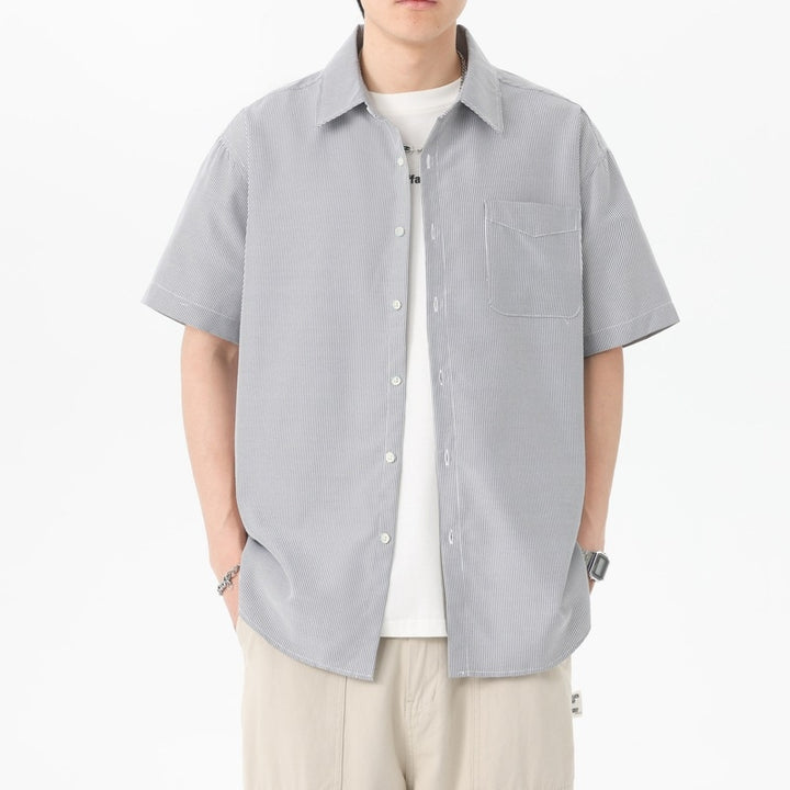 Pinstriped Spread Collar Regular Fit Shirt