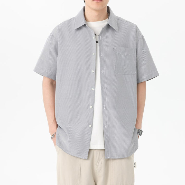 Pinstriped Spread Collar Regular Fit Shirt