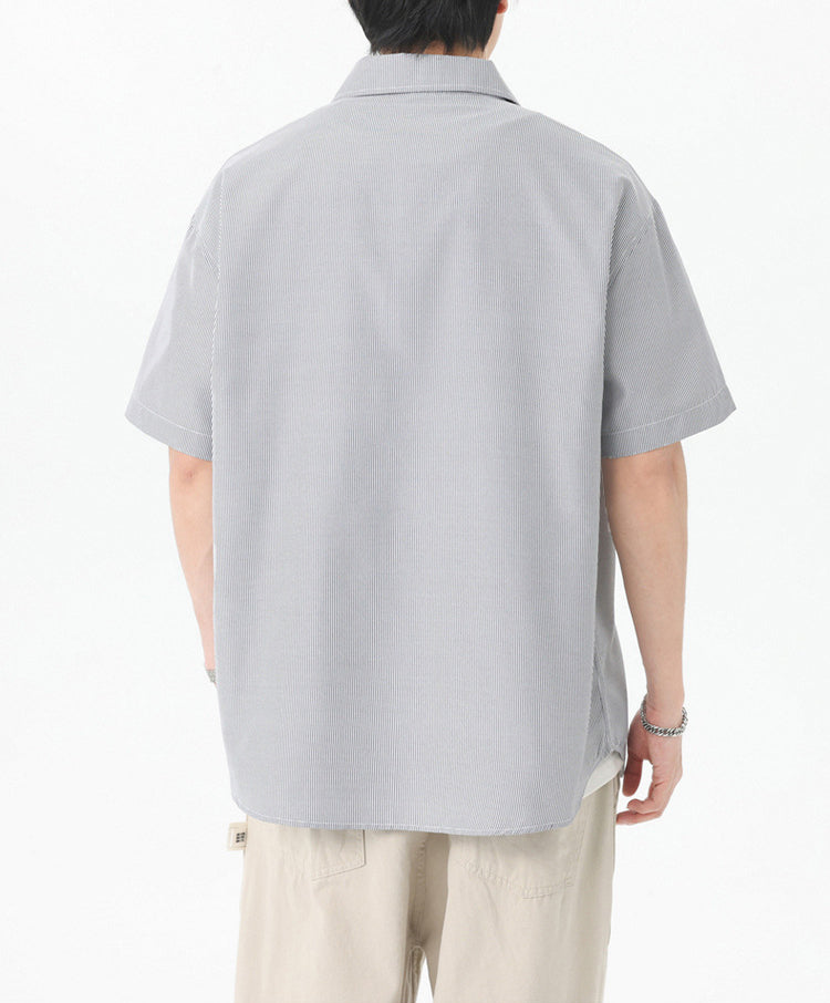 Pinstriped Spread Collar Regular Fit Shirt