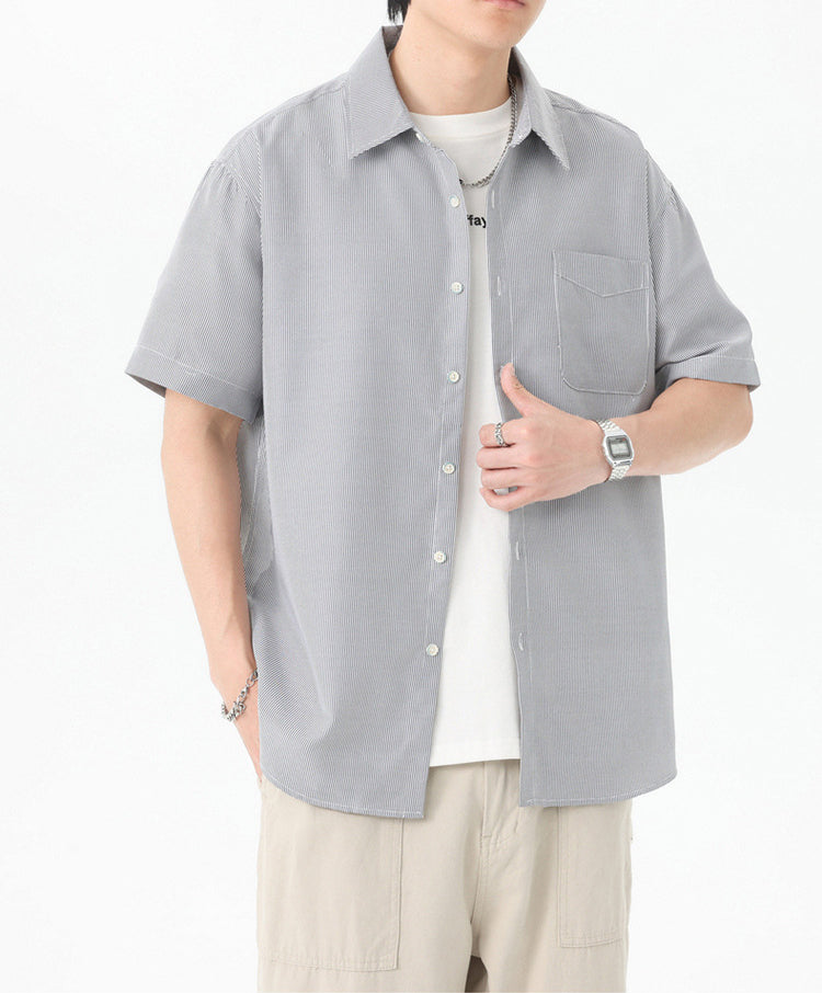 Pinstriped Spread Collar Regular Fit Shirt