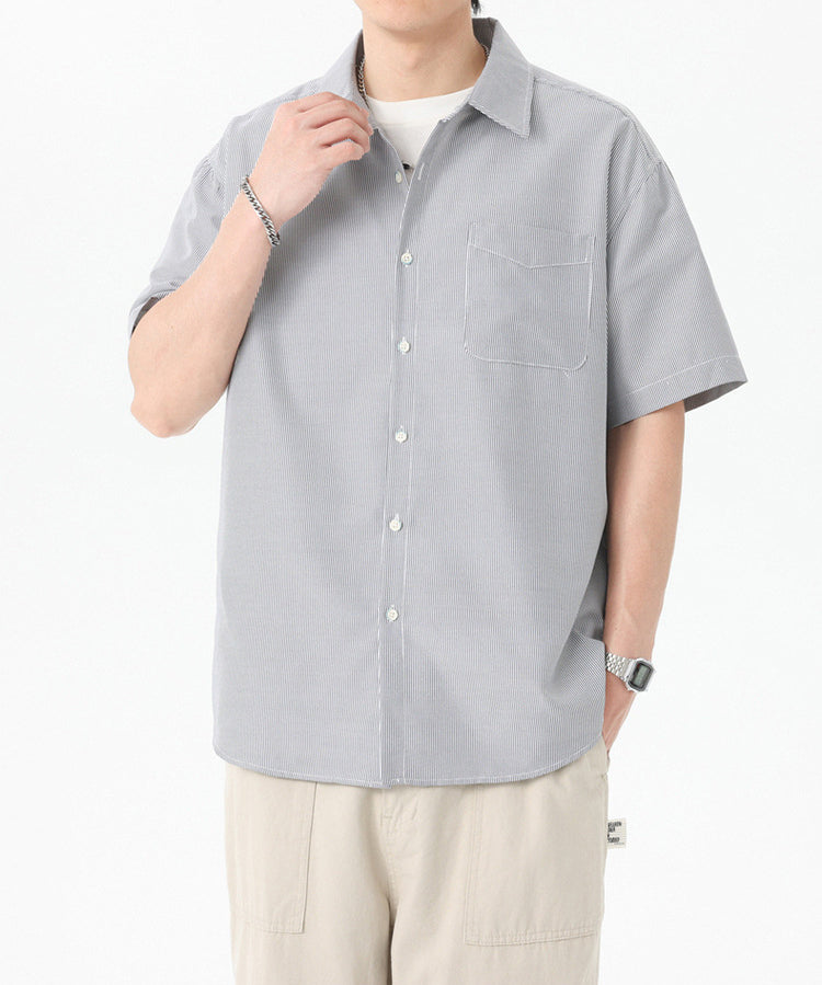 Pinstriped Spread Collar Regular Fit Shirt