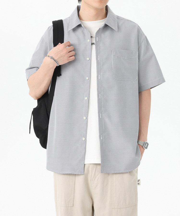 Pinstriped Spread Collar Regular Fit Shirt