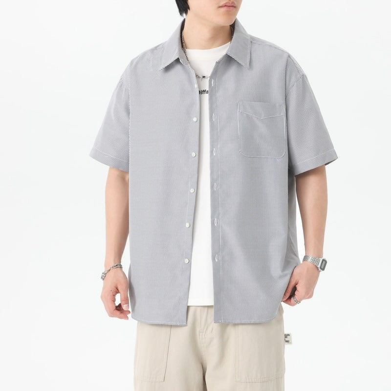Pinstriped Spread Collar Regular Fit Shirt